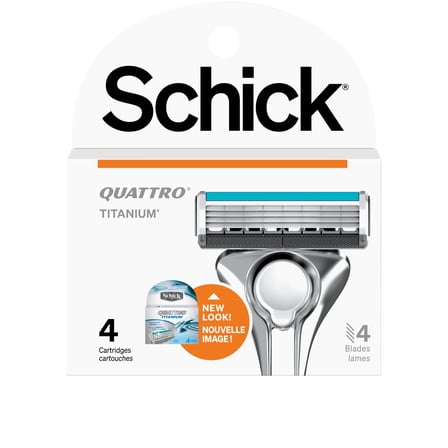 Schick Quattro Titanium Razor Blade Refills for Men, 4 Ct