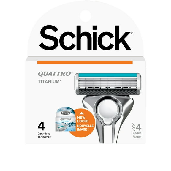 Schick Quattro Titanium Razor Blade Refills for Men, 4 Ct