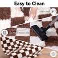 thumbnail image 7 of ZENELESS 8x10 Fluffy Rug for Living Room,Checkered Shaggy Soft Anti-Skid High Pile Carpet for Boys Girls Teen Room Dorm Home Decor,Creamy White and Coffee, 7 of 7