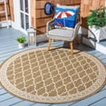 thumbnail image 3 of SAFAVIEH Courtyard Jasper Geometric Bordered Indoor/Outdoor Runner Rug, 2'3" x 10', Dark Beige/Beige, 3 of 11