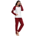 thumbnail image 3 of MintLimit Women's Pajamas Set Crew Neck Solid Striped Raglan Long Sleeve Shirt and Jogging Pants with Pocket Soft Nightwear 2 Piece Sleepwear, 3 of 5