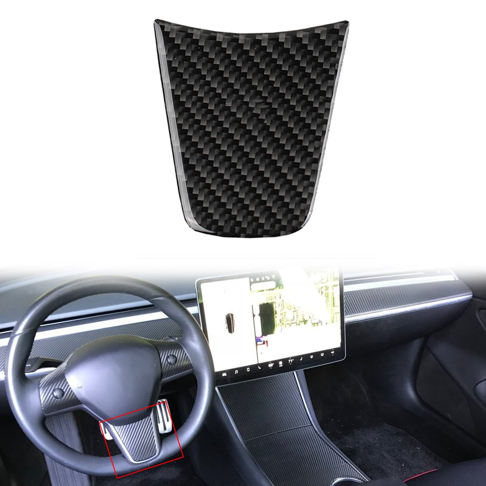 For Tesla Model 3 17-21 Integrated steering wheel cover Sticker 4 Colors