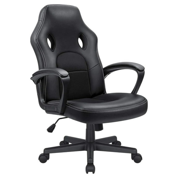 Office Gaming Chair High Back Leather Computer Chairs Ergonomic Height Adjustable Racing Game Desk Chair Executive Conference Task Chair (Black)