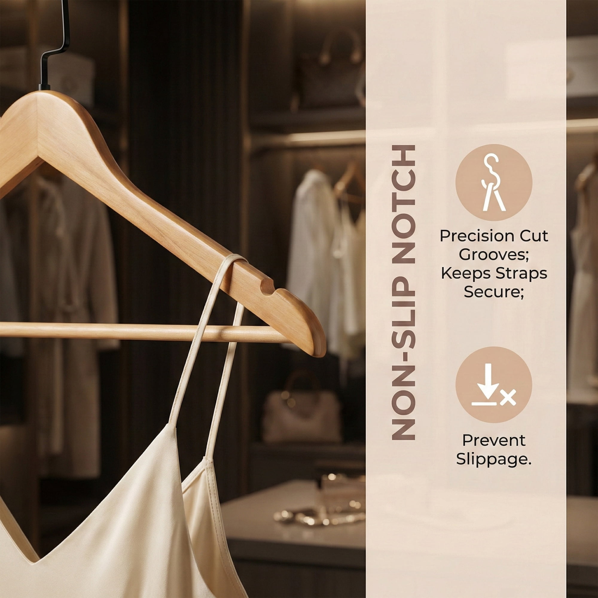 Unique Bargains 2Pcs Wood Nonslip Durable Hangers Natural