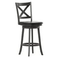 thumbnail image 2 of Merrick Lane 30" Gray Wash Walnut Classic Wooden Crossback Swivel Bar Height Pub Stool with Black Faux Leather Padded Seat and Integrated Footrest, 2 of 12