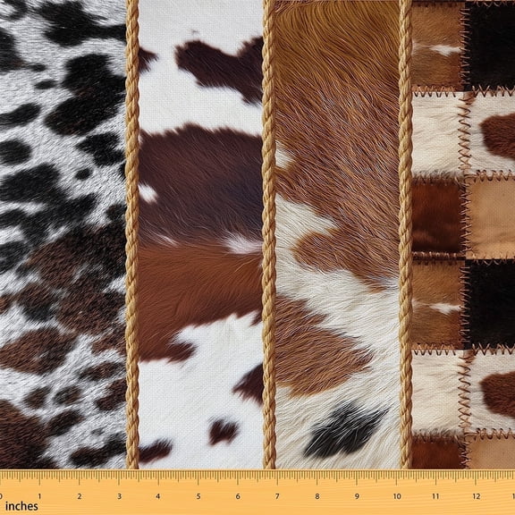 Feelyou 3D Cow Print Fabric by the Yard 1 Yard for Kids, Rustic Farmhouse Sewing Fabric, Modern Fashion Home Decor Fabric by the Yard, Super Cozy Room Decor