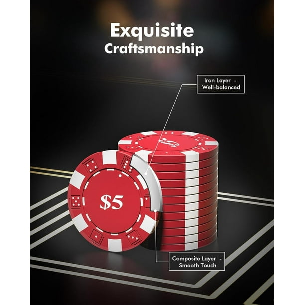 HOMCOM Mallette de Poker Coffret de Poker Complet avec 500 jetons 2 Jeux de Cartes + 5 dés