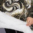 thumbnail image 3 of Oversized Wearable Blanket Hoodie,Black White Gold Marble Pattern Sherpa Blanket Hoodie with Super Pockets,Super Warm Fuzzy Pullover for Women & Men, 3 of 6