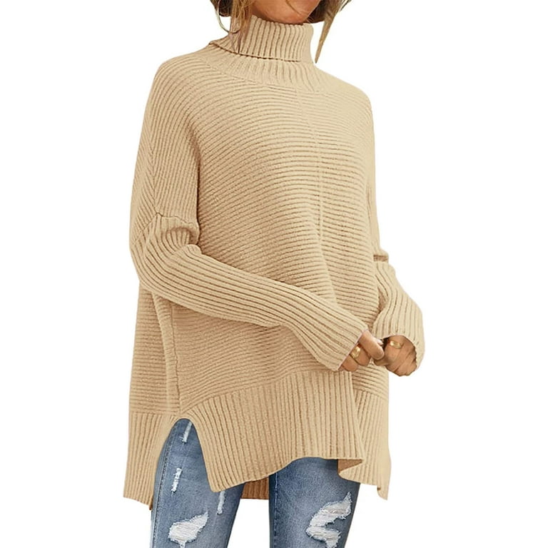 PRETTYGARDEN Women's 2023 Oversized Turtleneck Sweater Casual Long Sleeve  Chunky Knit Pullover Winter Tops Blouse 