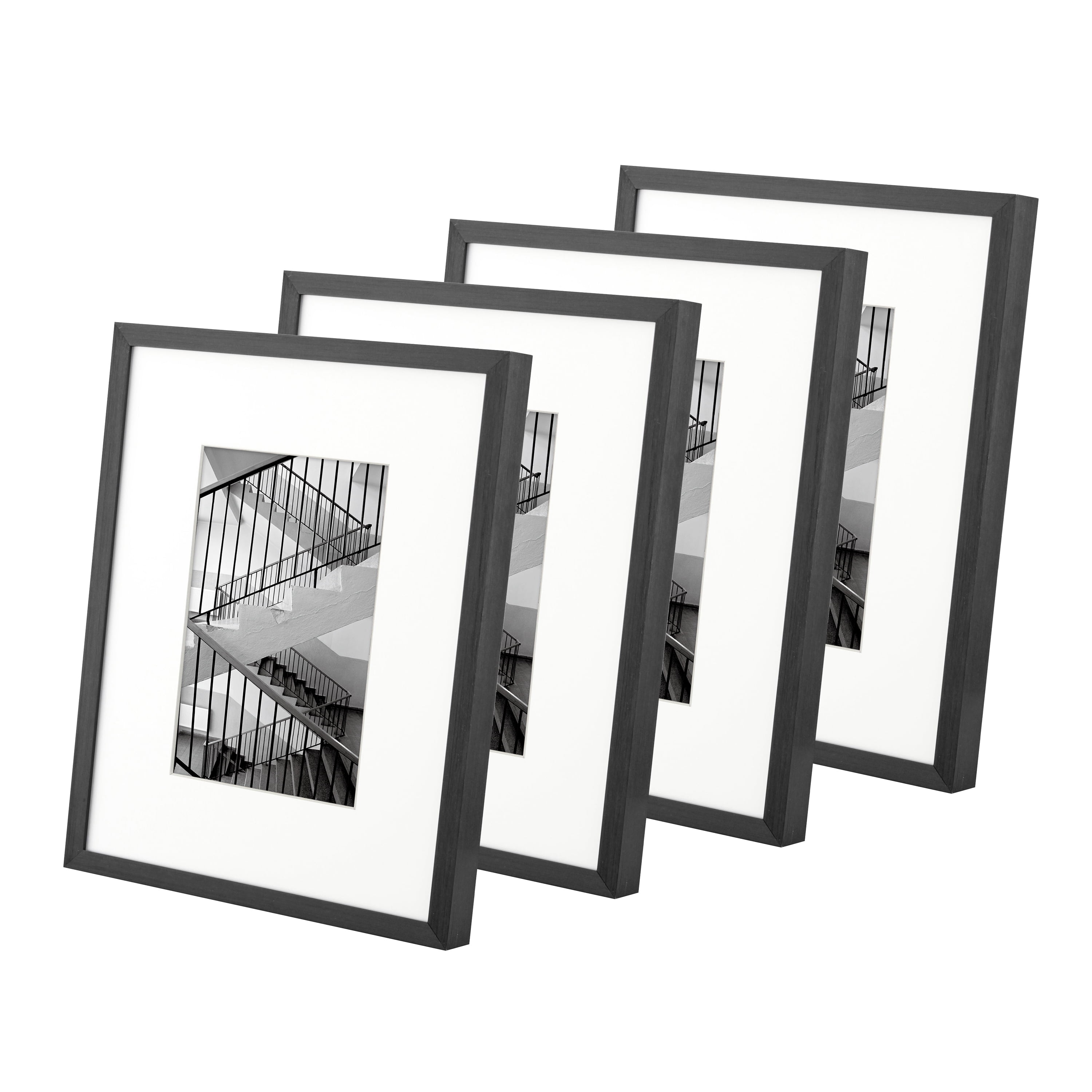 Better Homes & Gardens 7x9 Matted to 4x6 Metal Tabletop Picture Frame Set, Black, Set of 4