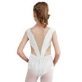 thumbnail image 2 of TiaoBug Girls Shiny Rhinestone Gymnastics Ballet Dance Leotard Mesh Tassel Bodysuit Figure Ice Skating Jumpsuit White 10, 2 of 7
