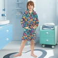 thumbnail image 5 of FORMRS Kids Bathrobe Unisex Hooded Robe Toddler Pajamas Sleepwear, Size 2-3T, Vibrant Art Leaves Pattern, 5 of 7