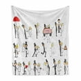 thumbnail image 1 of Wedding Soft Flannel Fleece Throw Blanket, Wedding Themed Caricatures Funny and Happy Valentines Cartoon Style Celebration, Cozy Plush for Indoor and Outdoor Use, 70" x 90", Multicolor, by Ambesonne, 1 of 6