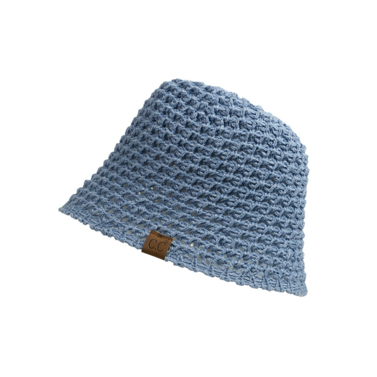 Women\'s Crochet Hat, Cloche Chunky Open Weave Denim Lt C.C Bucket