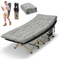 thumbnail image 2 of HABUTWAY Camping Cots for Adults with 600lbs Load Capacity, Folding Camping Cot with Mattress, Sleeping Cot for Adult with Carry Bags for Travel,Beach,Patio,Home Office,Nap Time(Grey), 2 of 4