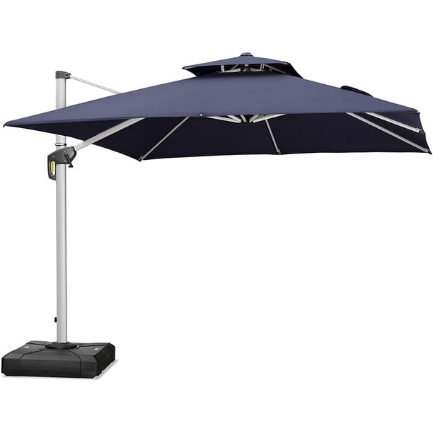 Purple Leaf 10ft Patio Umbrella Outdoor Square Umbrella Large Cantilever Umbrella Windproof Offset Umbrella Heavy Duty Sun Umbrella For Garden Deck Pool Patio Navy Blue Walmart Com Walmart Com