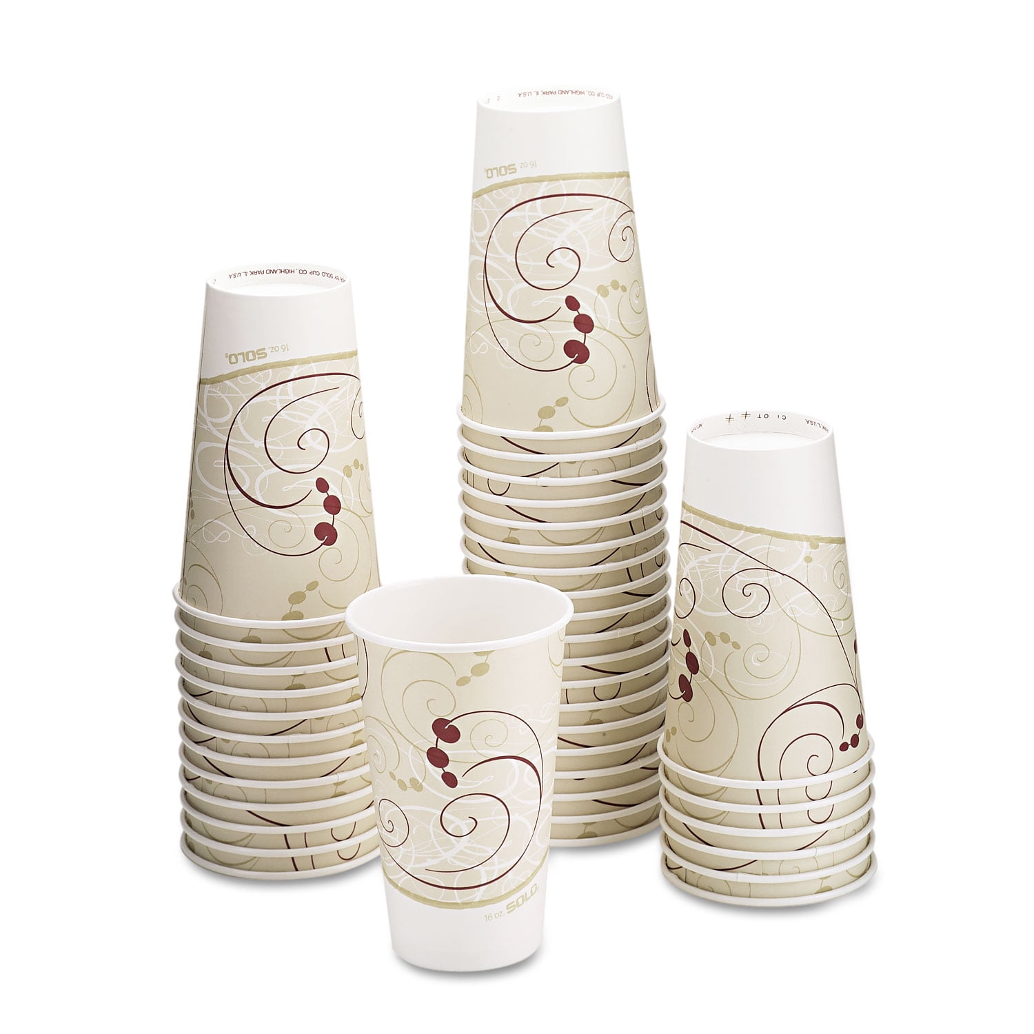 Dart Paper Hot Cups in Symphony Design, 16 oz, Beige, 1,000/Carton