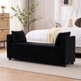 thumbnail image 2 of Storage Bench for Bedroom, 55" End of Bed Bench for King Size Bed, Modern Upholstered Long Ottoman Bench with Arms and 2 Pillows for Living Room/Entryway, 2 of 10