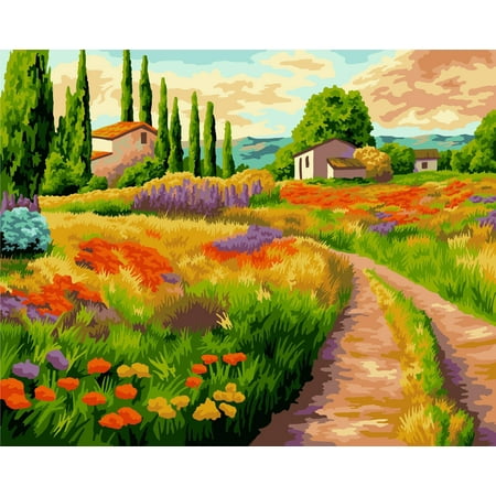 UPC: 4650206102938 | Painting by Numbers kit Crafting Spark Italian Fields A106 19.69 x 15.75 in Flower Green Trees