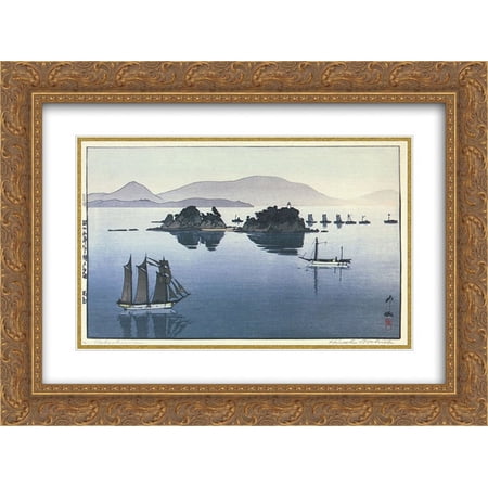 Hiroshi Yoshida 2x Matted 24x20 Gold Ornate Framed Art Print 'Nabeshima'