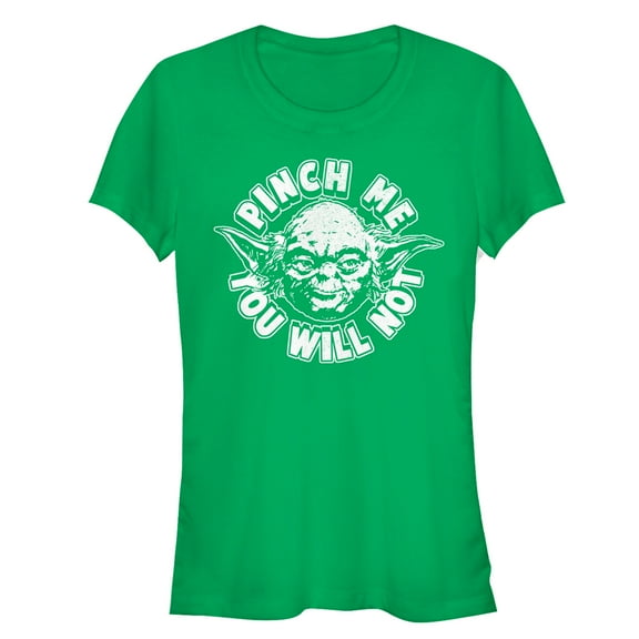 Junior's Star Wars St. Patrick's Day Yoda Pinch Me Not  Graphic Tee Kelly Green Medium