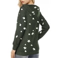 thumbnail image 3 of LUXUR Ladies Sweatshirt Stars Print Pullover Drawstring Hoodies Loose Fit Hooded Tops Long Sleeve Army Green M, 3 of 9