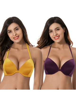 Buy Padded Underwired Demi Cup Bra in Lemon Yellow Online In India