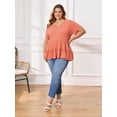 thumbnail image 2 of DARING DIVA Women's Plus Babydoll Tops V Neck Casual Loose Fit Blouses 1X Orange, 2 of 6
