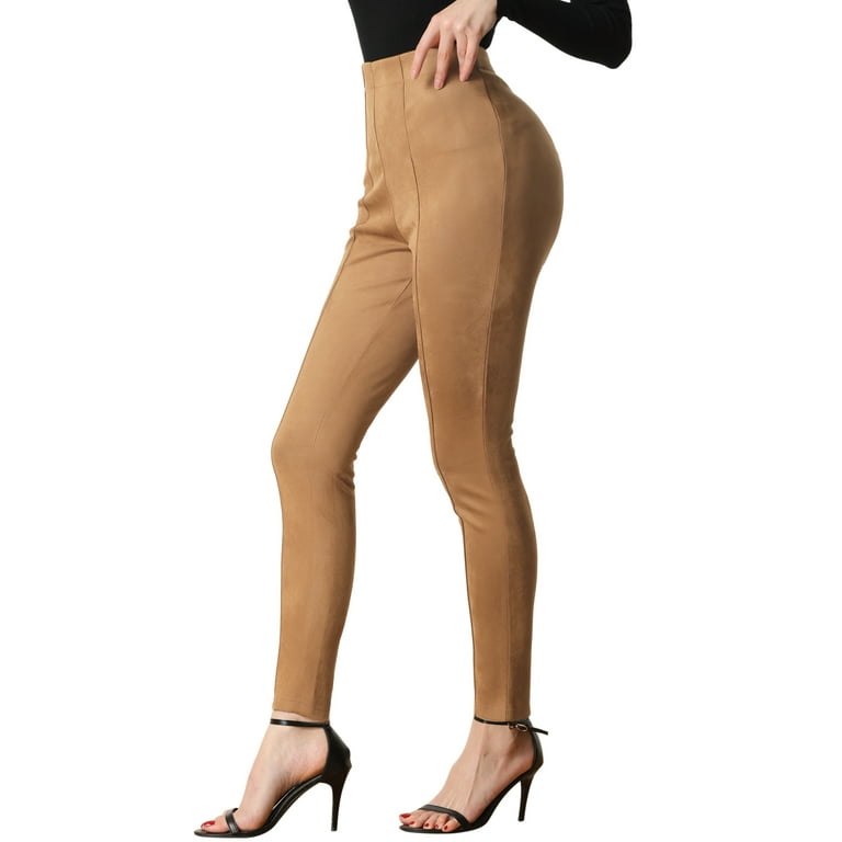 INSPIRE CHIC Women's Faux Suede Leggings High Waisted Stretch Slim