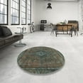 thumbnail image 4 of Ahgly Company Machine Washable Indoor Round Abstract Army Green Area Rugs, 7' Round, 4 of 7