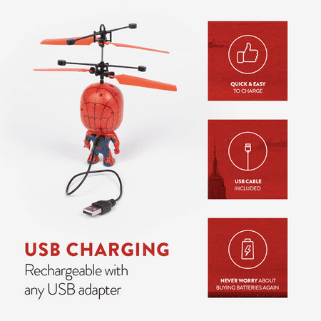 World Tech Toys - Marvel 3.5 Inch Spider-Man Flying Figure IR Helicopter - Multi