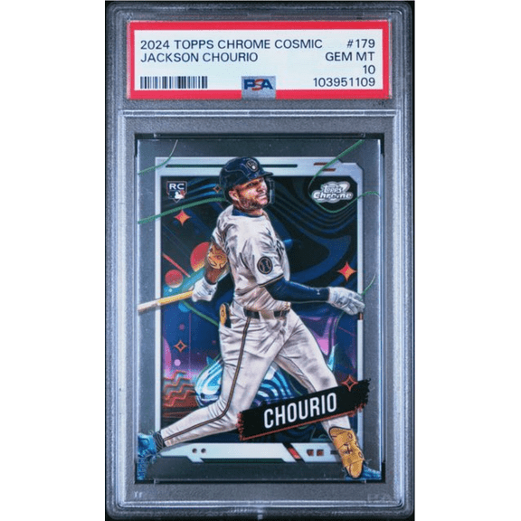 Graded 2024 Topps Cosmic Chrome Jackson Chourio #179 Rookie RC Baseball Card PSA 10 Gem Mint