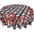 thumbnail image 1 of Nappe Ronde de la Saint-Valentin Gnomes 60 Pouces Carreaux Noir et Blanc Cœur Rouge Lavable Résistant aux Plis et aux Taches Polyester Décorations Rustiques pour Fête Maison Cuisine Salle à Manger, 1 of 5