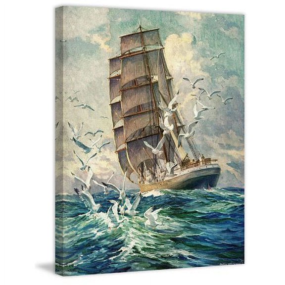 "Seagulls in Motion" Painting Print on Wrapped Canvas