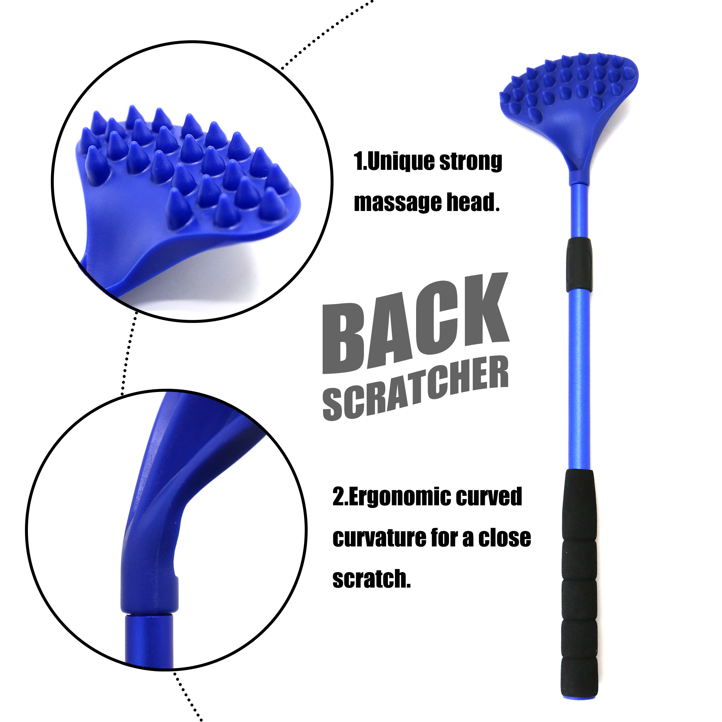 EASACE Back Scratcher for Women Men Extendable with Strong ABS Massage Head, 21inch Body Scratcher for Adults - Pets Compact - Retractable（Blue） - image 4 of 6