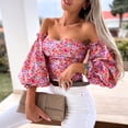 thumbnail image 4 of Camisa sexy de verano para mujer, suéter cruzado en el pecho con un hombro, blusa de manga larga, Tops supercortos estampados Fridja czfsfas4348, 4 of 7