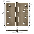 thumbnail image 2 of Design House 6-Pack 4" H x .25" Radius Butterfly Interior/Exterior Door Hinges, Antique Brass, 2 of 12