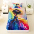 thumbnail image 3 of Castle Fairy Black Cute Girl Twin Sheets 3pcs,Dreamy Rainbow Print Bedding,Blue Purple Pink,1 Fitted Sheet, 1 Flat Sheet and 1 Pillowcase, 3 of 6
