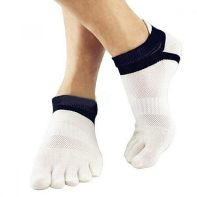 Toe Socks Outdoor Men's Breathable Cotton Toe Socks Running Sock Pure Sports Comfortable 5 Finger Toe Sock with Full Grip Exercise