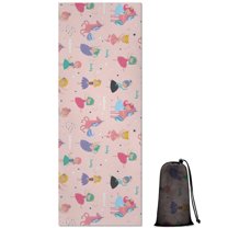 Dancing Princess Unicorns Pattern Hot Yoga Mat Towel Non Slip for Hot Yoga - Quick-Drying Yoga Mat Cover with 4 Corner Pockets with Travel Bag - Hot Yoga Towel Non Slip 74"x26"