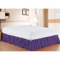 D.N.G. BEDDINGS 1 Piece Multi Ruffle Bed Skirt, 10 Inch Deep Pocket, 800 Thread Cotton 100% Egyptian Cotton, Twin XL Size (39" x 80") Inch, Solid Purple