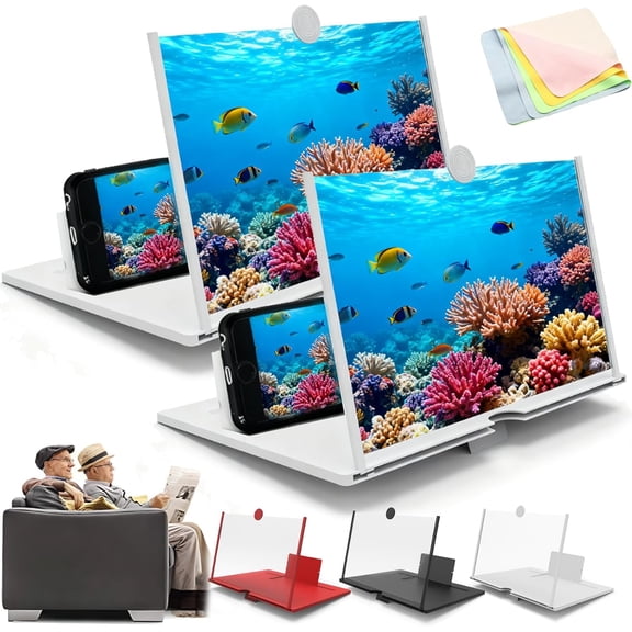 2026 Upgrade Screen Magnifier for Cell Phone, Foldable 3D Ultra HD Mobile Phone Screen Amplifier, 10"-14" Pull-Out Screen Magnifying Stand for Movies, Gaming, Supports All Smartphones