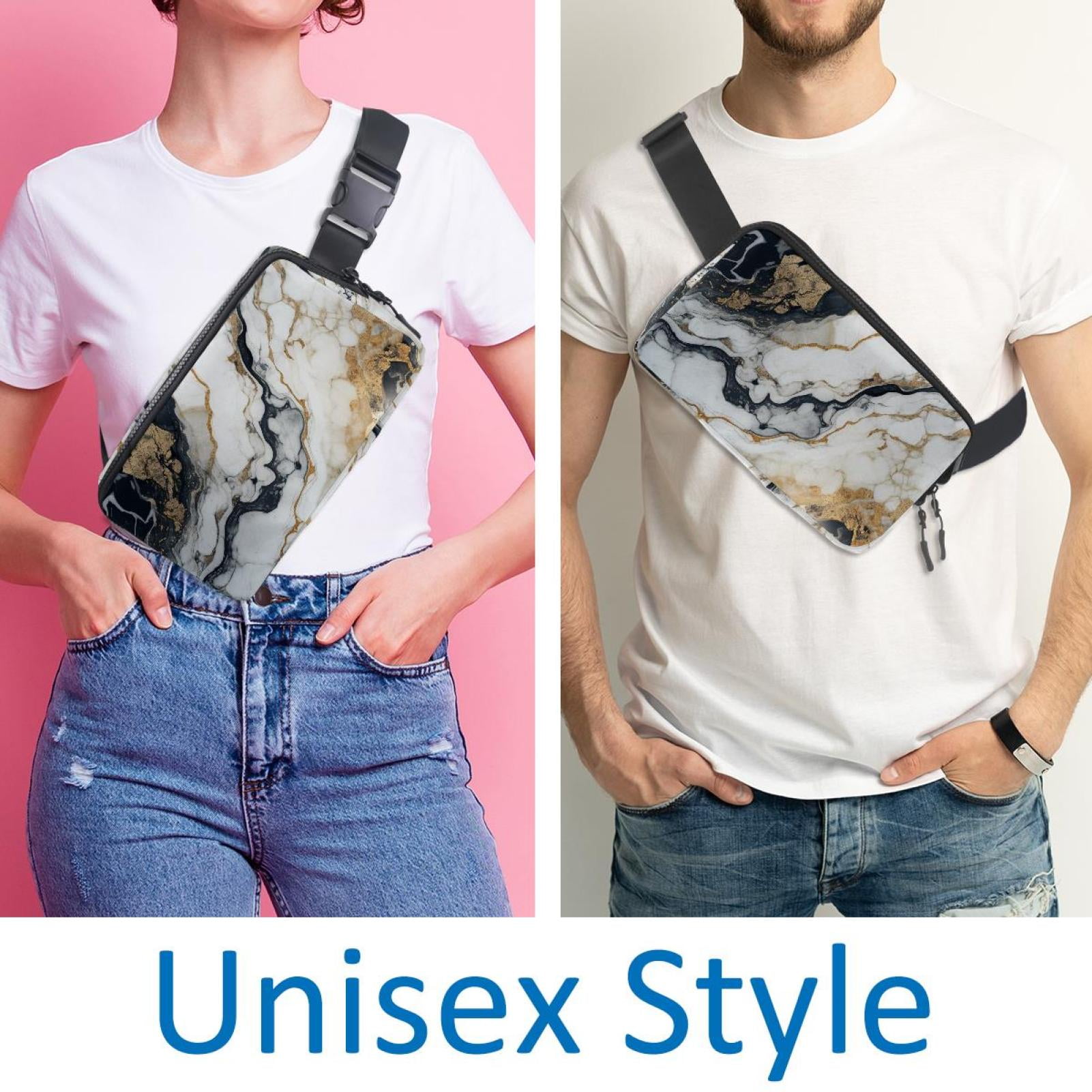 Marbled Lightweight Adjustable Waist Pack Fanny Pack Crossbody Bag with Extension Strap Unisex