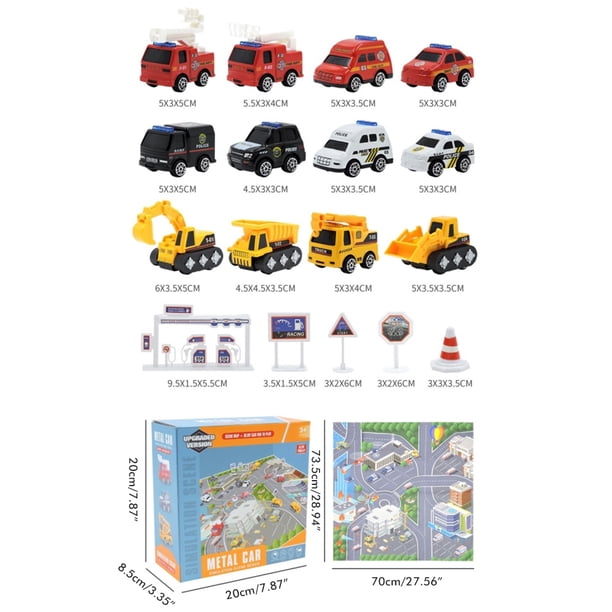 Juguetes para vehículos BuyWeekMX Juego de tapetes para juegos para autos 12 coches 1 mapa 5 accesorios