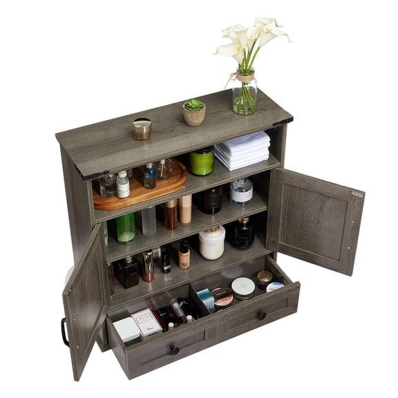 Bathroom Wall Cabinet – Wall Mounted Medicine Cabinet with Barn Doors & Adjustable Shelf – 25x23.6x9in Storage for Bathroom, Kitchen, Laundry, Entryway