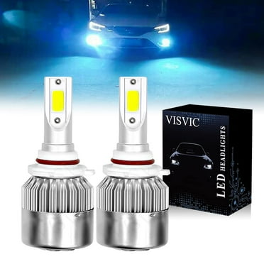 Blue Led Headlights, 9012 LED Headlight Bulbs Ice Blue 8000K COB Headlights Conversion Kit For High & Low Beam Daytime Running Lights, Plug & Play, Pack of 2, Headlight Bulbs