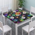 thumbnail image 3 of Colorful Mushroom Star Black Pattern Square Fitted Tablecloth with Elastic Edge,Square Table Cover,Washable Elastic Table Cover for Home Kitchen Party Decor 34"x34", 3 of 6