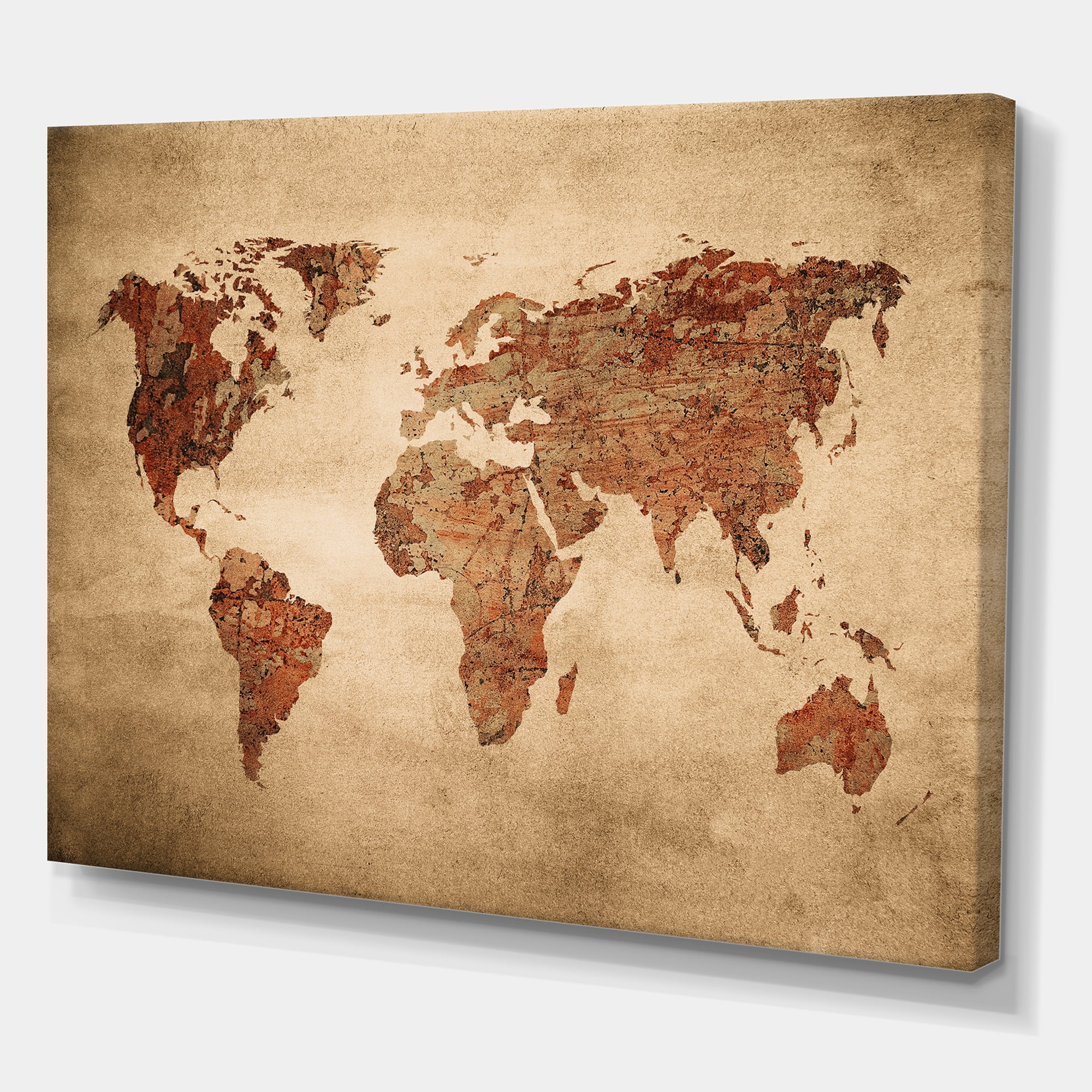 Designart ' Ancient World Map VII ' Vintage Canvas Wall Art Print