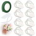 thumbnail image 2 of Banda de Pulsera con Ramillete 8 Piezas de Pulseras con Ramillete de Muñeca, Pulseras Elásticas para Fiesta de Boda, Fiesta de Graduación, Ramillete de Muñeca DIY, Perla, 2 of 5