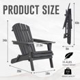 thumbnail image 3 of FDW Folding Adirondack Chair Weather Resistant Lawn Chair Pinewood Patio Chairs Wood Porch Chair with Wood Texture for Patio Garden Lawn Backyard Deck Pool Beach Firepit,Grey 2 pcs, 3 of 7